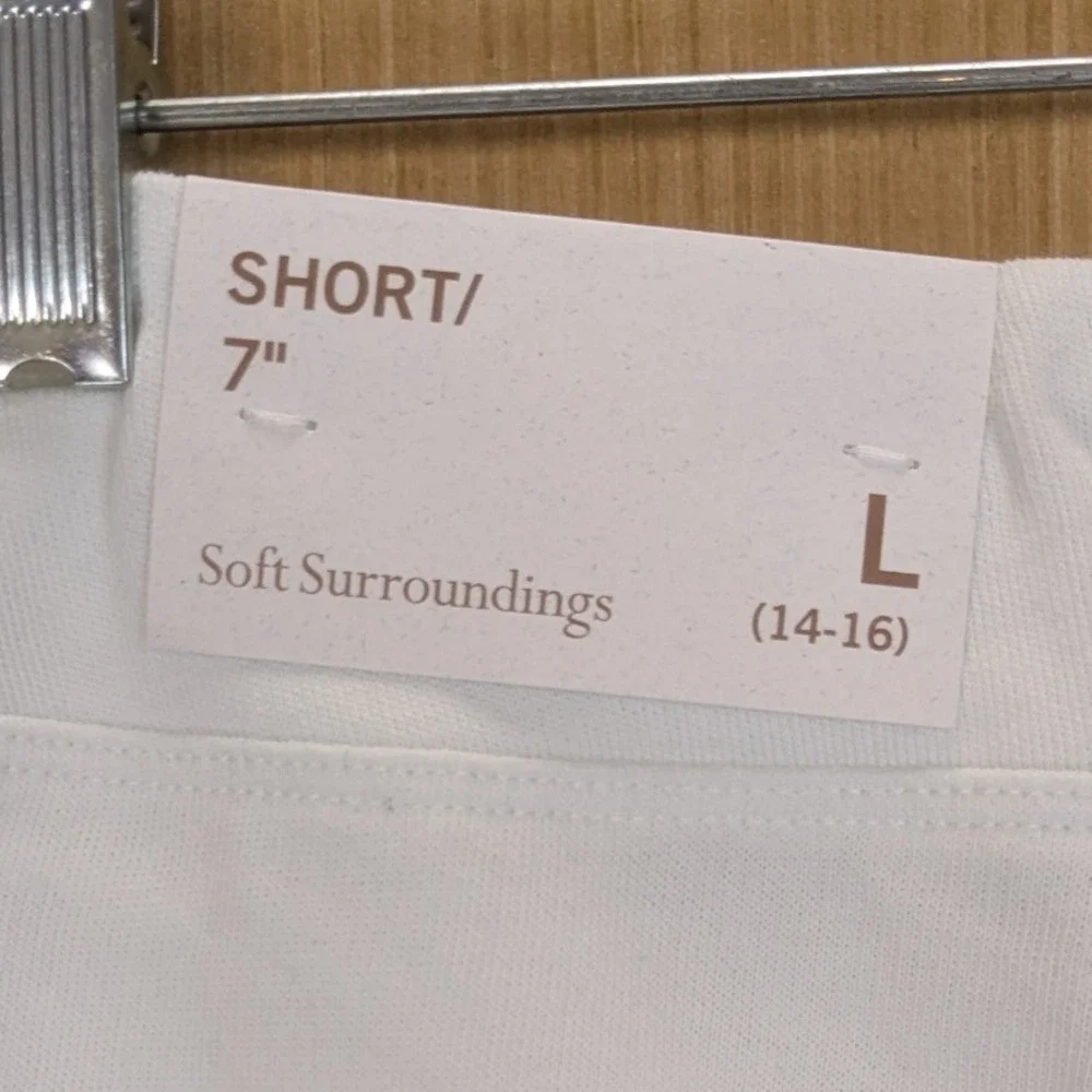 Soft Surroundings Shorts White Stretch Waistband Tummy Control Women's Large New
